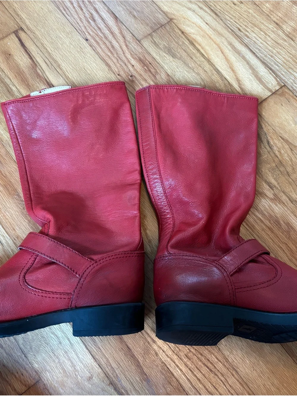 Women’s Frye Red Leather Buckle Boots